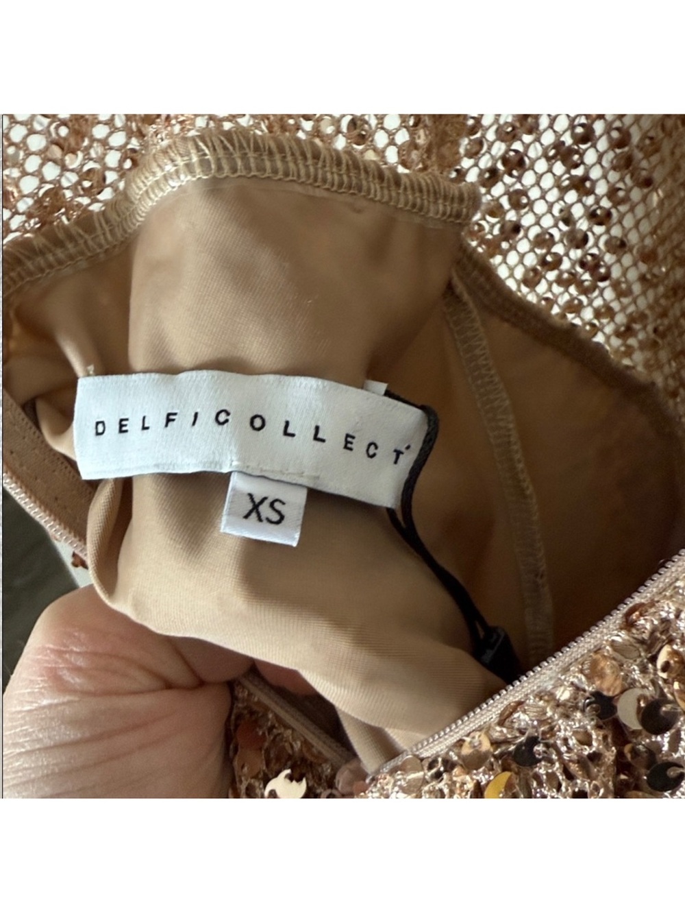 Delfi Collective Avelie Ruched Sequin Dress in Nude - Picture 11 of 15